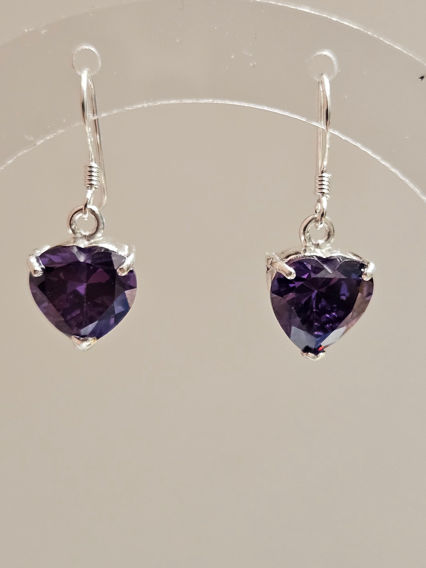 Amethyst Heart Earrings